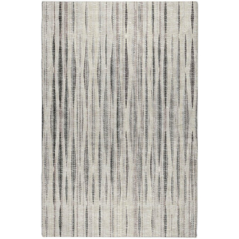 3' X 5' Beige And Chocolate Striped Shag Washable Area Rug With UV Protection