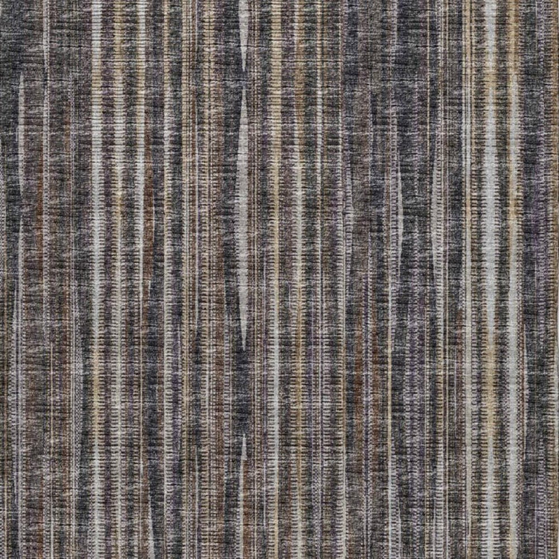 3' X 5' Brown And Copper Striped Shag Washable Area Rug With UV Protection