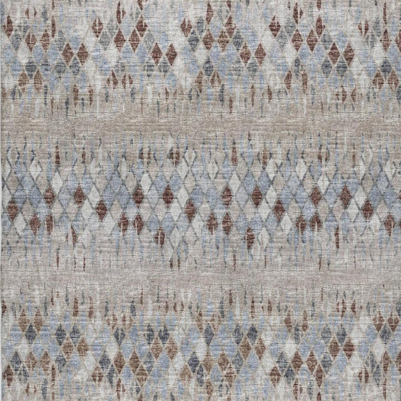 3' X 5' Blue And Ivory Chevron Shag Washable Area Rug With UV Protection