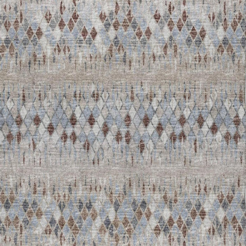 10' X 14' Blue And Ivory Chevron Shag Washable Area Rug With UV Protection