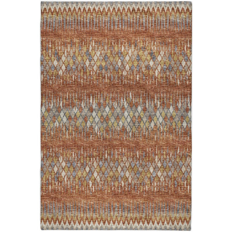 10' X 14' Orange And Blue Chevron Shag Washable Area Rug With UV Protection