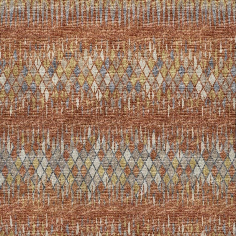 10' X 14' Orange And Blue Chevron Shag Washable Area Rug With UV Protection