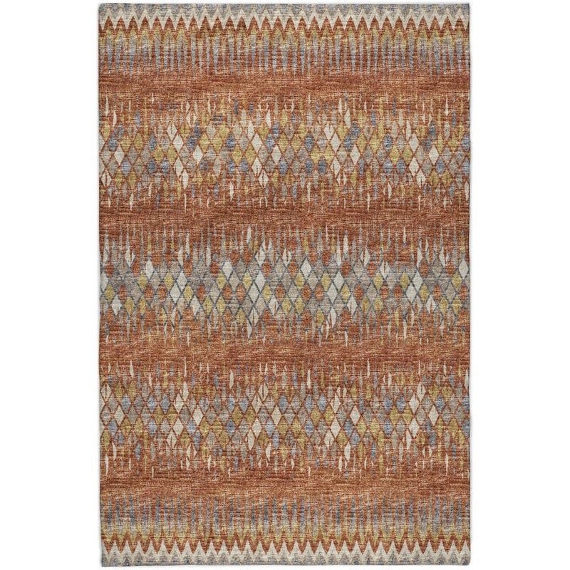 10' X 14' Orange And Blue Chevron Shag Washable Area Rug With UV Protection