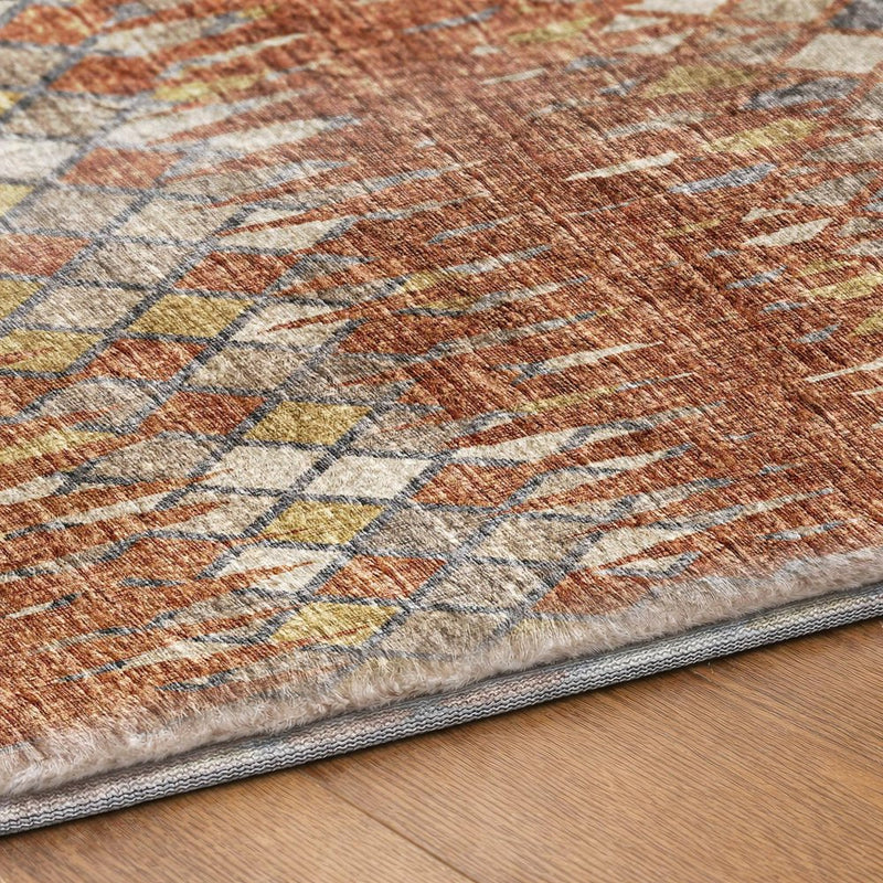 10' X 14' Orange And Blue Chevron Shag Washable Area Rug With UV Protection