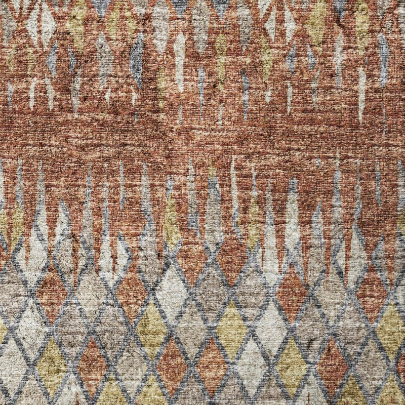 10' X 14' Orange And Blue Chevron Shag Washable Area Rug With UV Protection