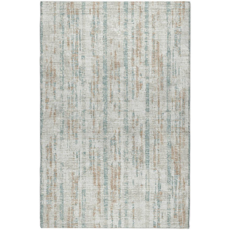 5' X 8' Ivory And Blue Striped Shag Washable Area Rug With UV Protection