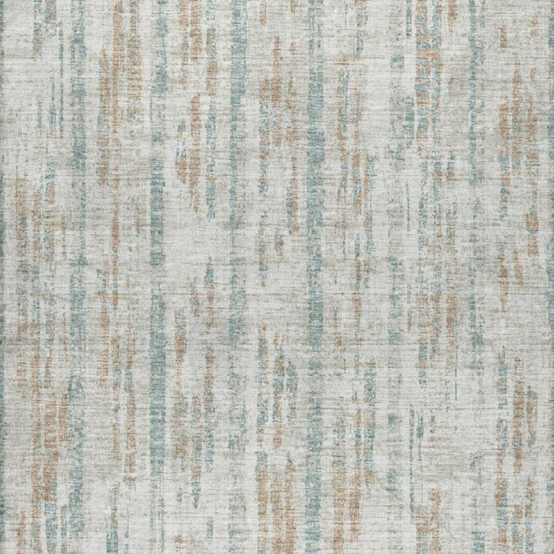 5' X 8' Ivory And Blue Striped Shag Washable Area Rug With UV Protection