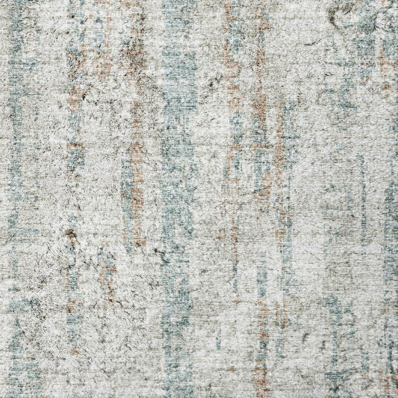 8' X 10' Ivory And Blue Striped Shag Washable Area Rug With UV Protection