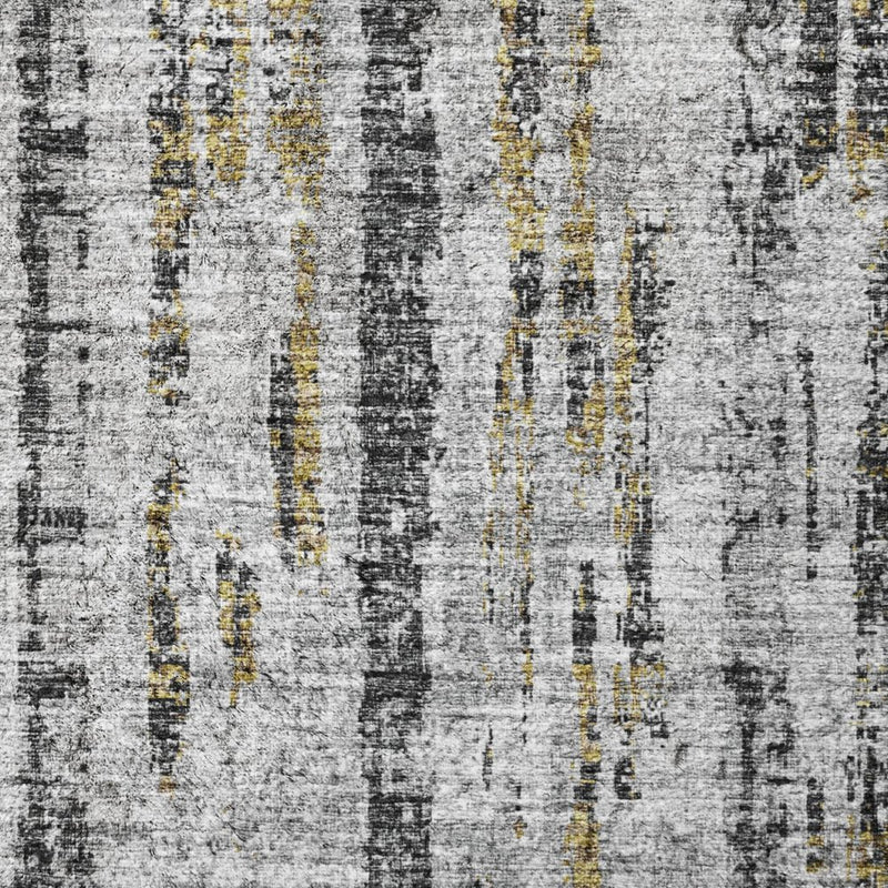 10' X 14' Silver And Charcoal Striped Shag Washable Area Rug With UV Protection