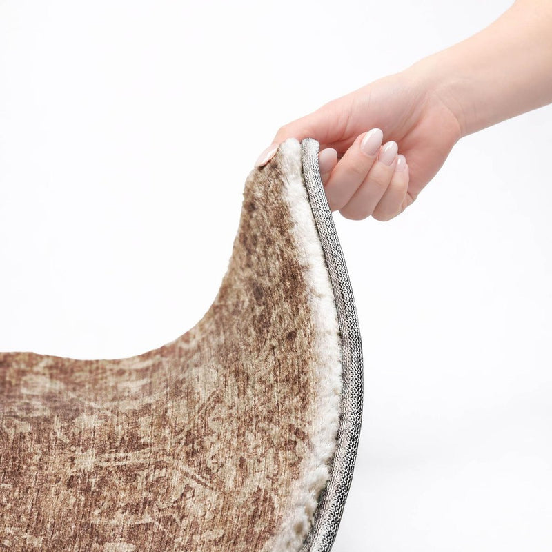 8' X 10' Chocolate And Charcoal Oriental Shag Washable Area Rug With UV Protection
