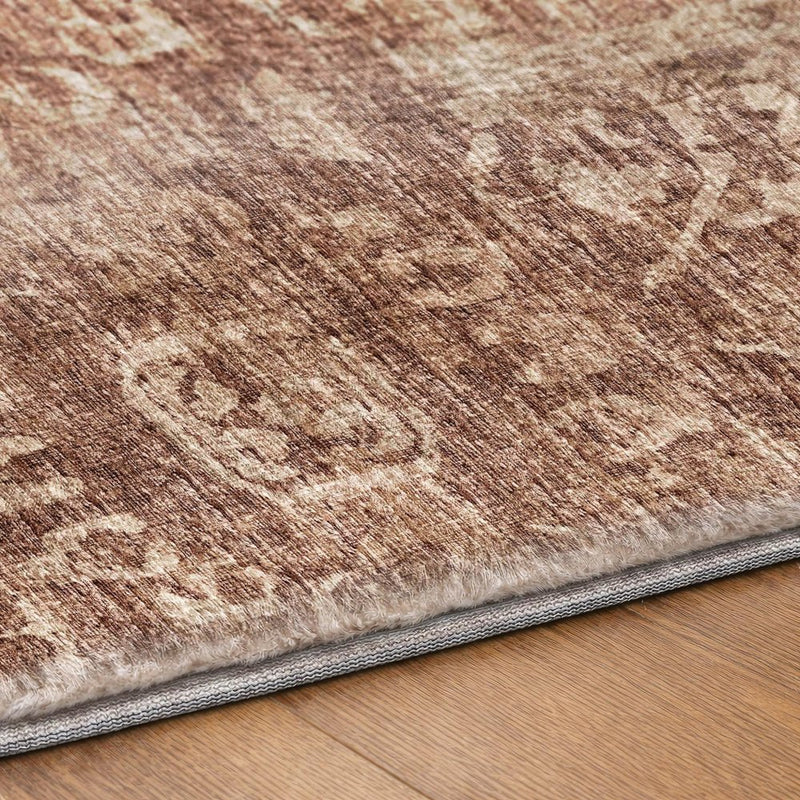 8' X 10' Chocolate And Charcoal Oriental Shag Washable Area Rug With UV Protection
