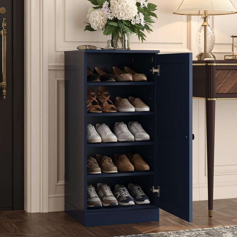 White Ten Pair Solid WoodShoe Storage Cabinet