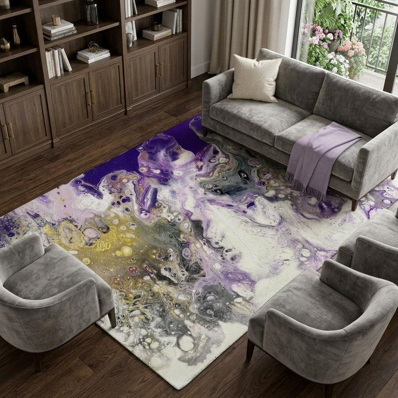 8' X 10' Amethyst And Charcoal Abstract Shag Washable Area Rug With UV Protection