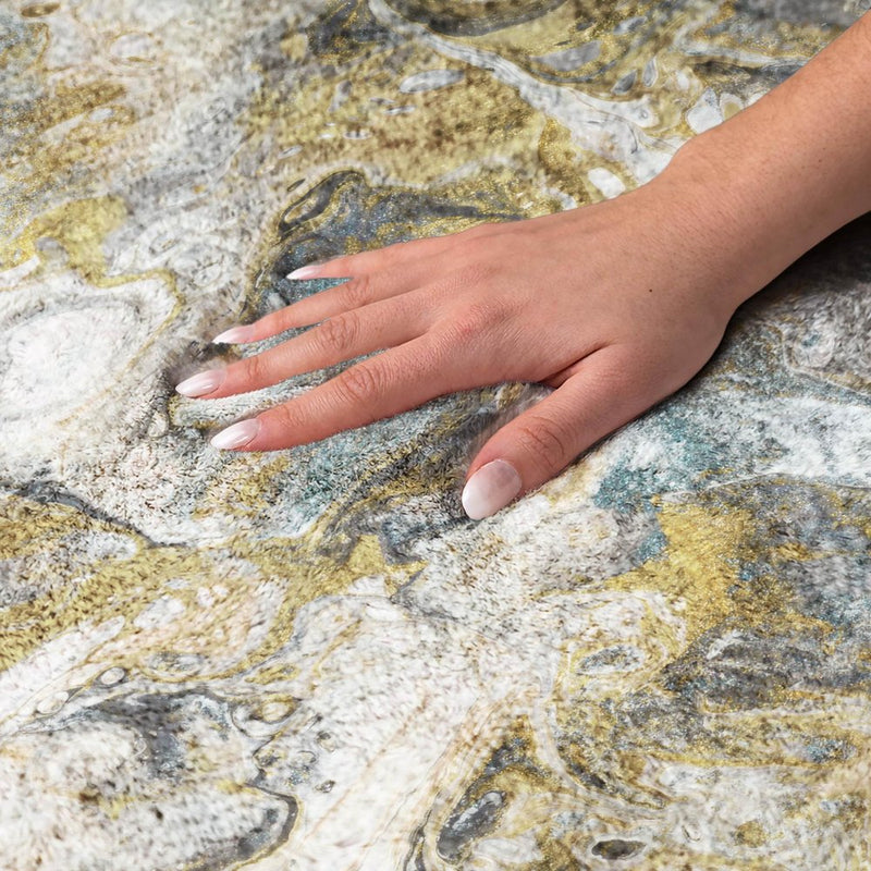 3' X 5' Ivory And Charcoal Abstract Shag Washable Area Rug With UV Protection