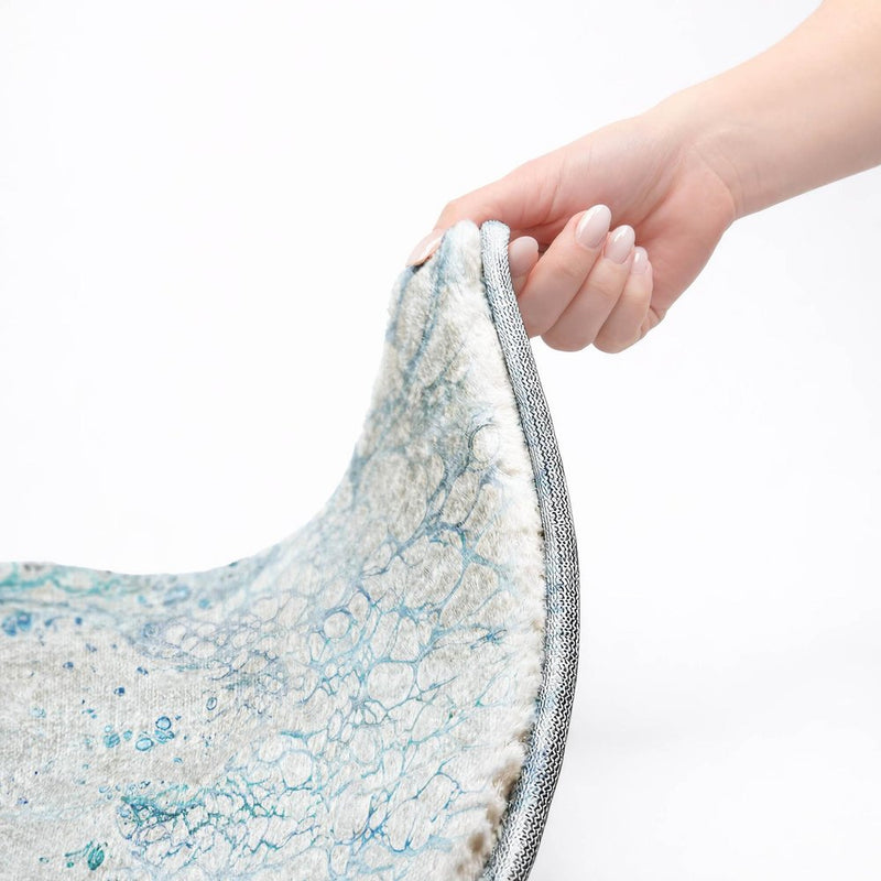 5' X 8' Blue And Teal Abstract Shag Washable Area Rug With UV Protection