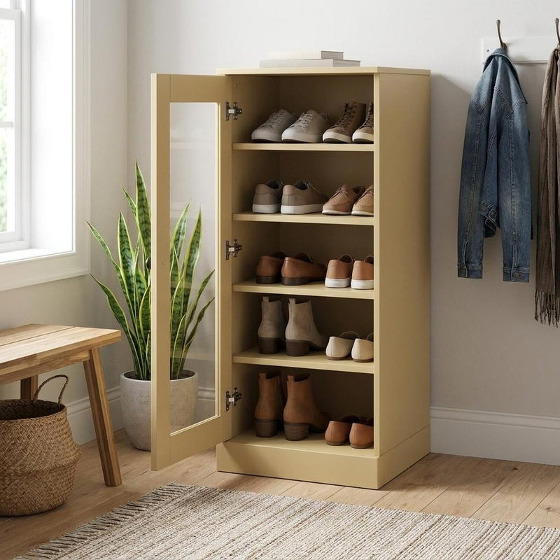 Yellow Ten Pair Solid WoodShoe Storage Cabinet