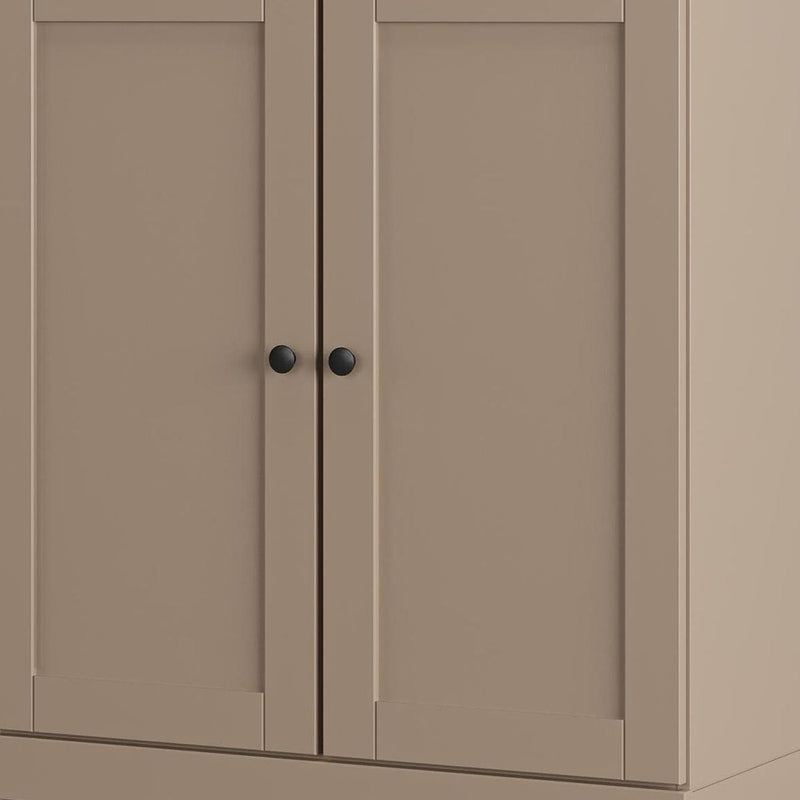 Beige Twenty Pair Solid WoodShoe Storage Cabinet