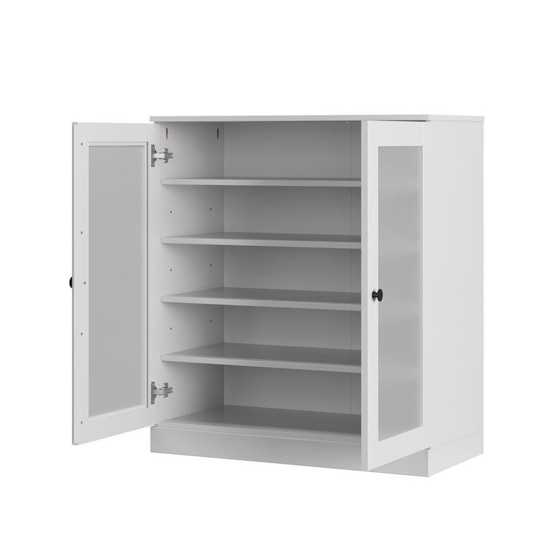 White Twenty Pair Solid WoodShoe Storage Cabinet