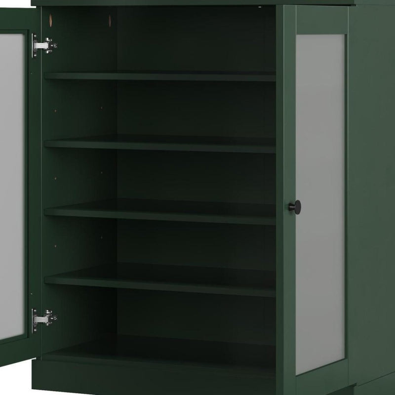 Green Twenty Pair Solid WoodShoe Storage Cabinet