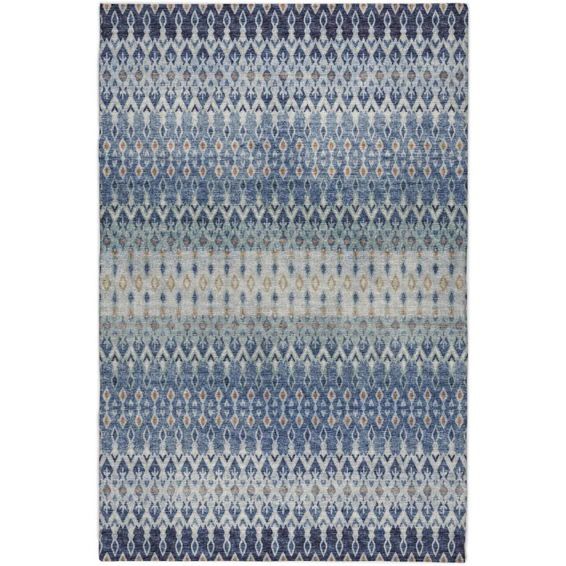 8' X 10' Blue And Teal Geometric Shag Washable Area Rug With UV Protection
