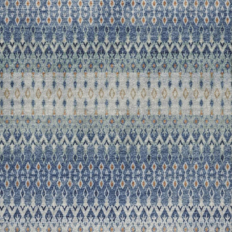 8' X 10' Blue And Teal Geometric Shag Washable Area Rug With UV Protection