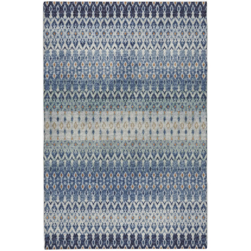 9' X 12' Blue And Teal Geometric Shag Washable Area Rug With UV Protection