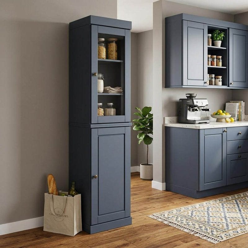 72" French Blue Solid Wood Two Door Pantry Or Storage Closet