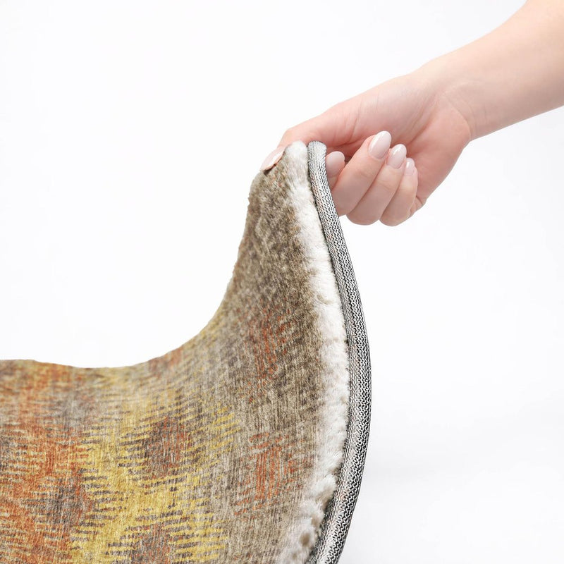 3' X 5' Brown And Gold Geometric Shag Washable Area Rug With UV Protection
