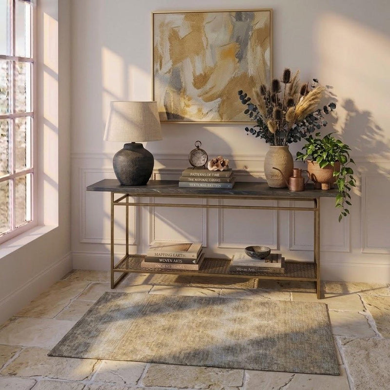 3' X 5' Gray And Brown Geometric Shag Washable Area Rug With UV Protection