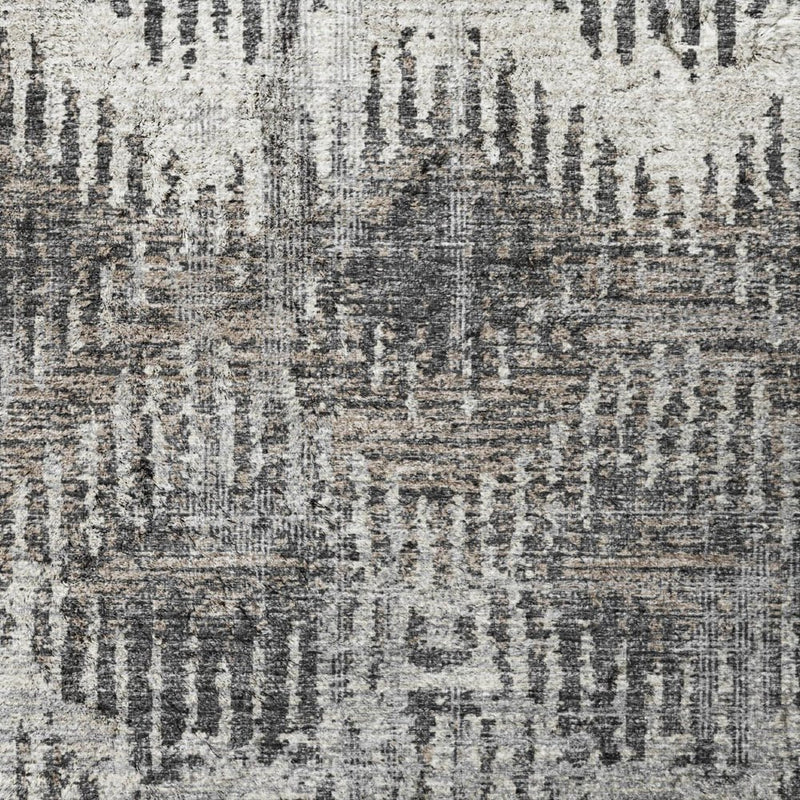 5' X 8' Gray And Chocolate Geometric Shag Washable Area Rug With UV Protection