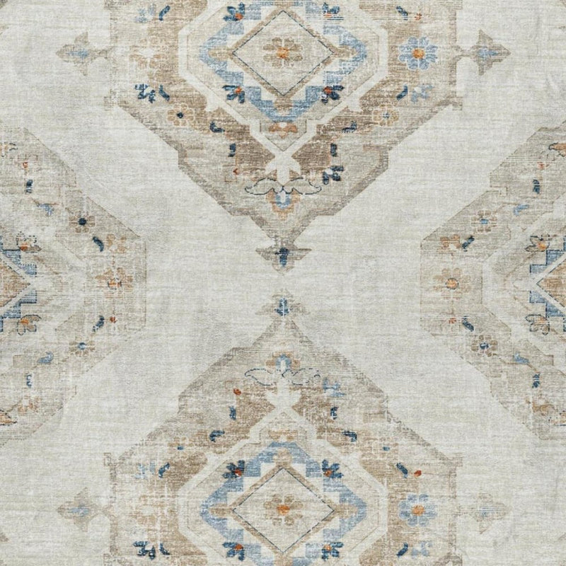 10' X 14' Linen And Ivory Oriental Shag Washable Area Rug With UV Protection