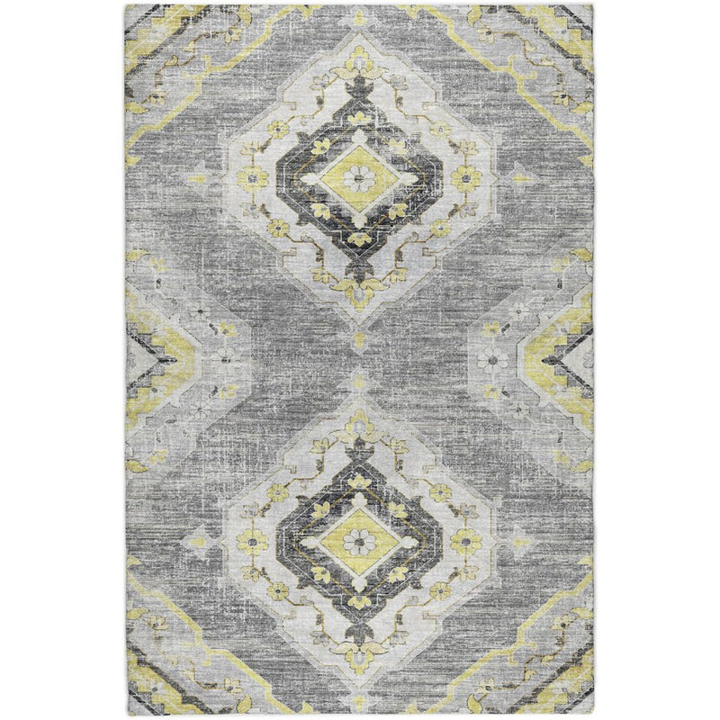 8' X 10' Silver And Ivory Oriental Shag Washable Area Rug With UV Protection