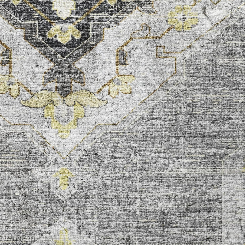 10' X 14' Silver And Ivory Oriental Shag Washable Area Rug With UV Protection
