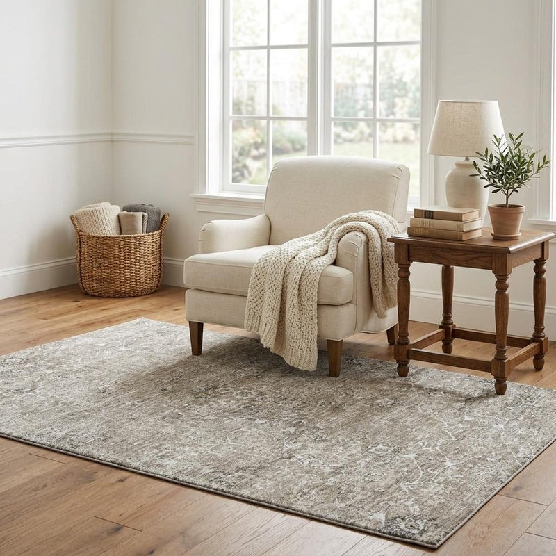 5' X 8' Gray And Charcoal Oriental Shag Washable Area Rug With UV Protection