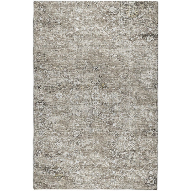 5' X 8' Gray And Charcoal Oriental Shag Washable Area Rug With UV Protection