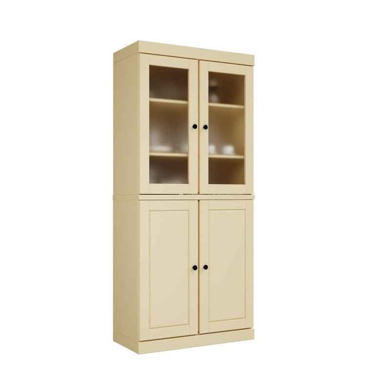 72" Yellow Solid Wood Four Door Two Drawer Pantry Or Storage Closet