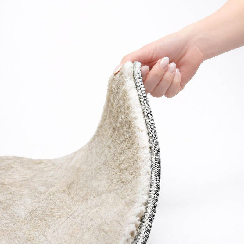 8' Ivory And Gray Geometric Shag Washable Round Rug With UV Protection