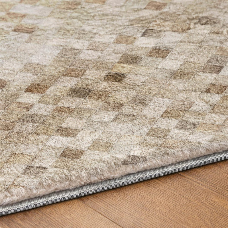 9' X 12' Gray And Brown Geometric Shag Washable Area Rug With UV Protection