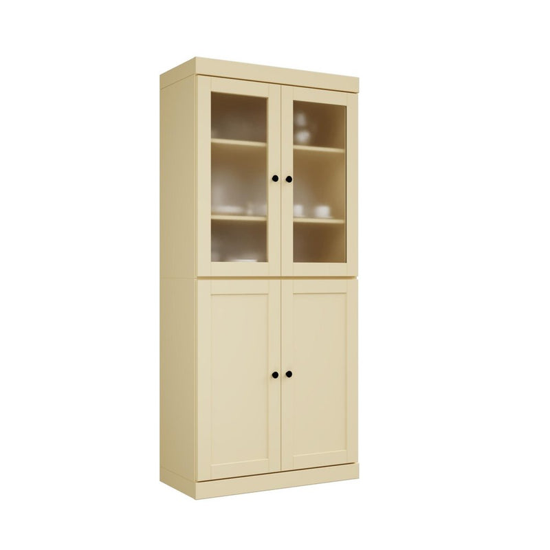 72" Yellow Solid Wood Four Door Pantry Or Storage Closet