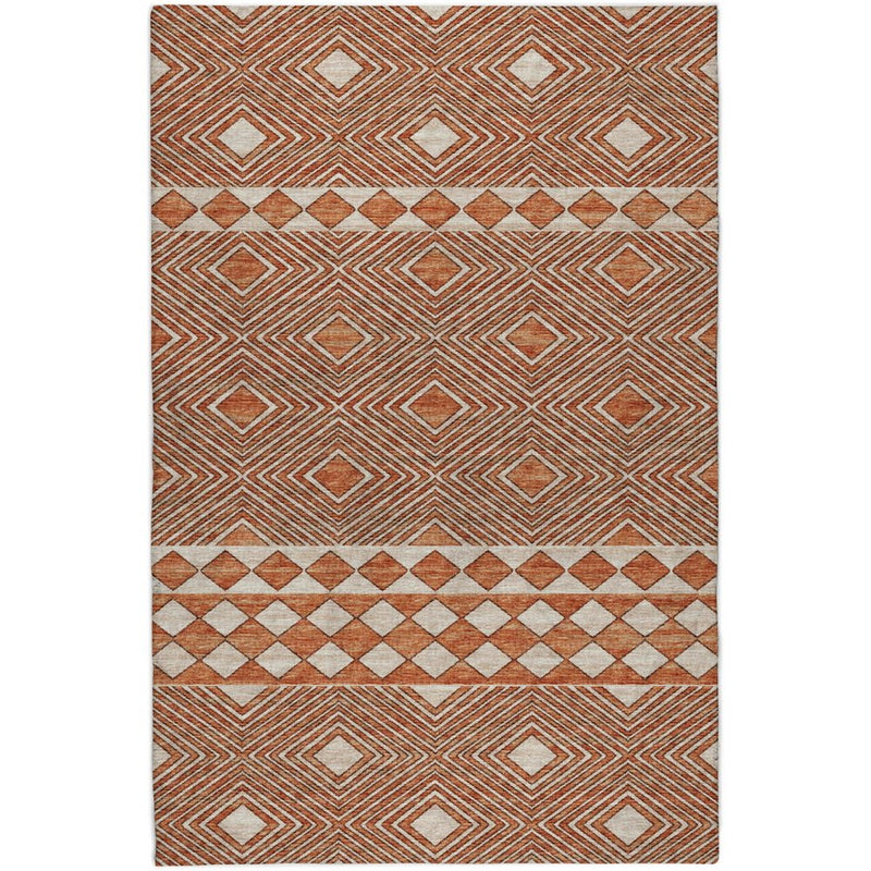 9' X 12' Red And Brown Geometric Shag Washable Area Rug With UV Protection