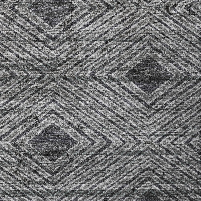 8' X 10' Gray And Black Geometric Shag Washable Area Rug With UV Protection