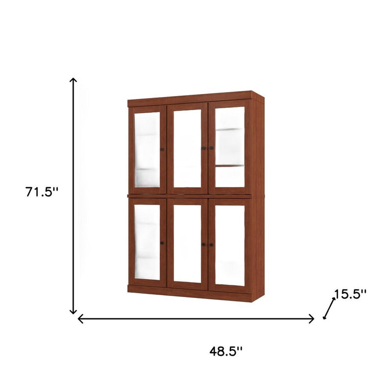 72" Coffee Solid Wood Six Door Pantry Or Storage Closet