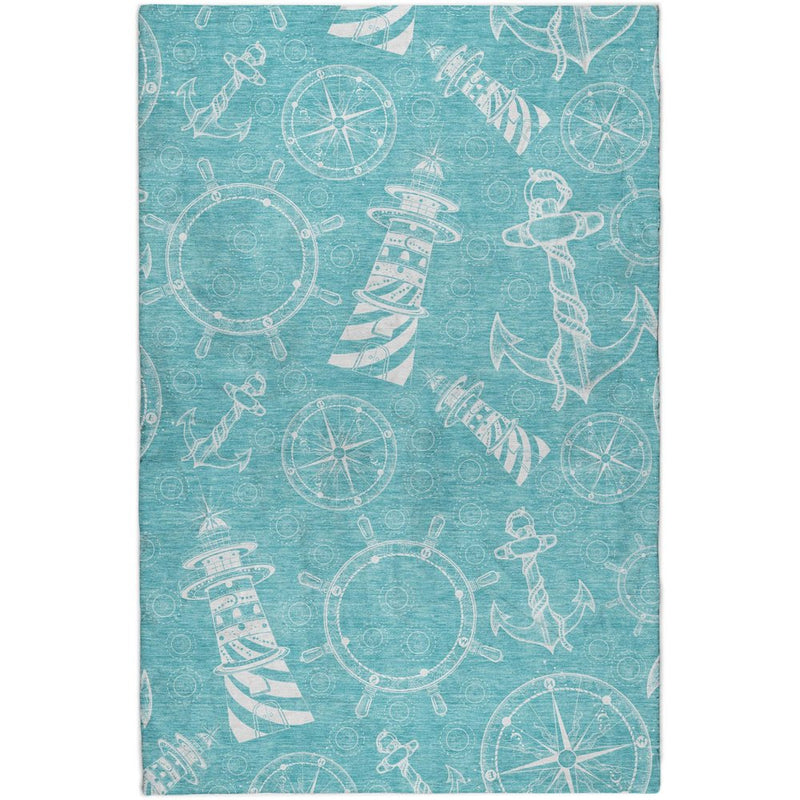 8' X 10' Blue And Ivory Geometric Shag Washable Area Rug With UV Protection