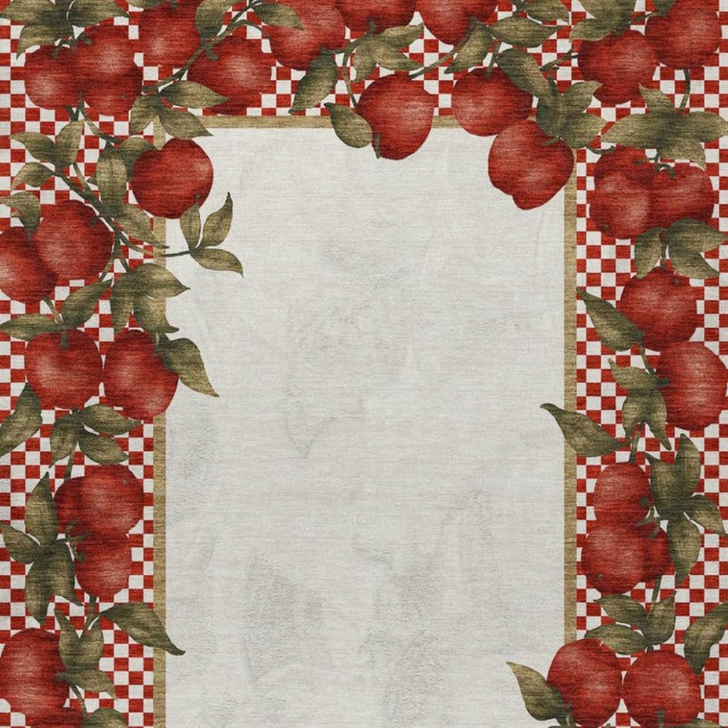 9' X 12' Red And Ivory Checkered Shag Washable Area Rug With UV Protection
