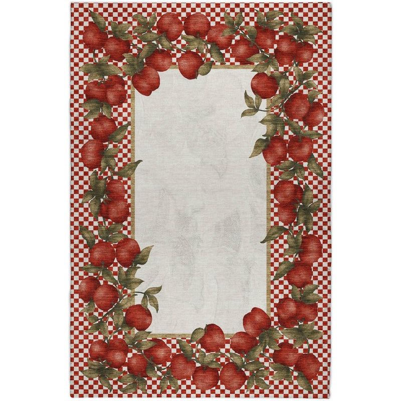10' X 14' Red And Ivory Checkered Shag Washable Area Rug With UV Protection
