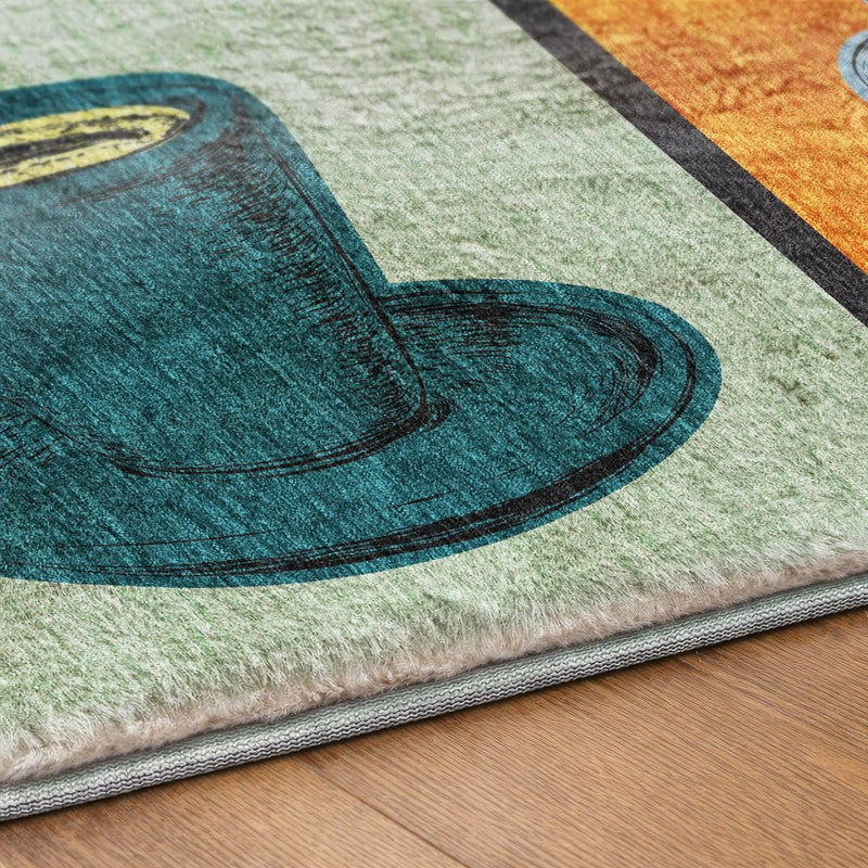 3' X 5' Blue And Black Shag Washable Area Rug With UV Protection