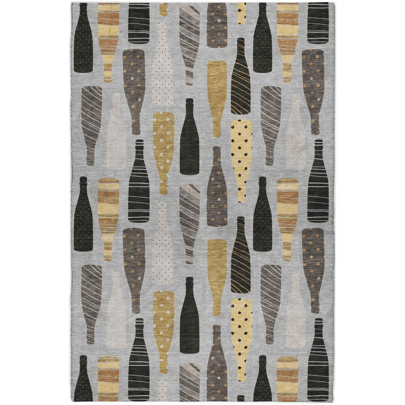 3' X 5' Gray And Black Polka Dot Shag Washable Area Rug With UV Protection