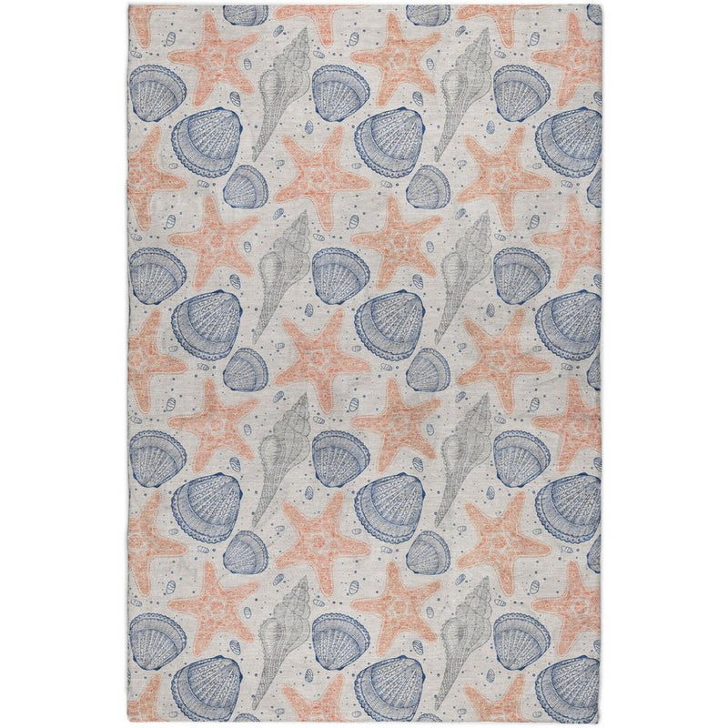 3' X 5' Peach And Navy Blue Animal Print Shag Washable Area Rug With UV Protection