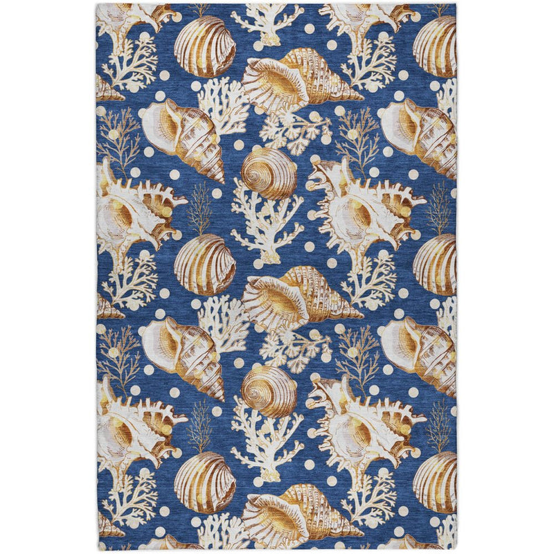 3' X 5' Blue And Chocolate Animal Print Shag Washable Area Rug With UV Protection