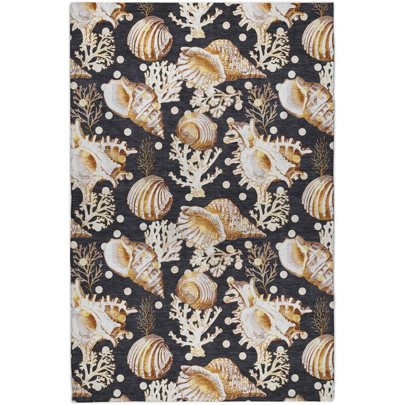 9' X 12' Midnight And Chocolate Animal Print Shag Washable Area Rug With UV Protection